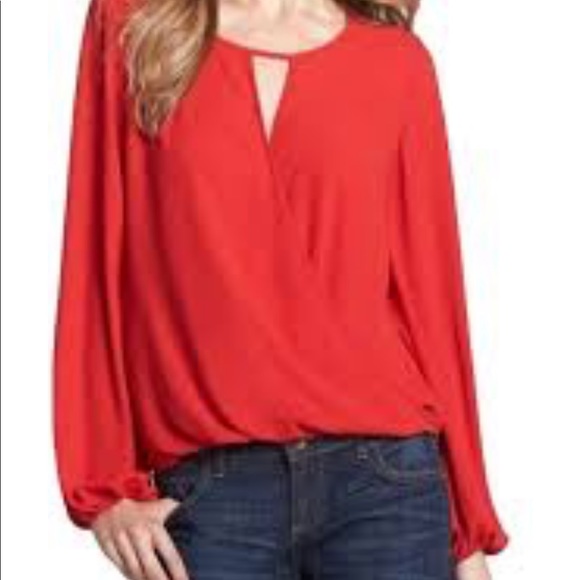 Vince Camuto Tops - Vince Camuto • red keyhole blouse